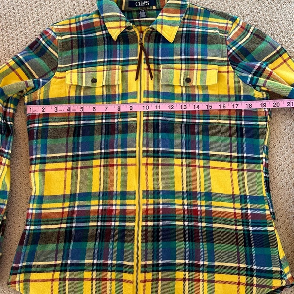 Chaps Tops Chaps Plaid Flannel Shirt Zipper Front Colorful Sm
